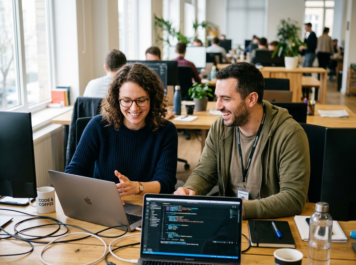 Two colleagues in a hiring conversation